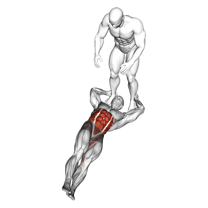 Assisted Lying Leg Raise With Lateral Throw Down exercise animation (Male)