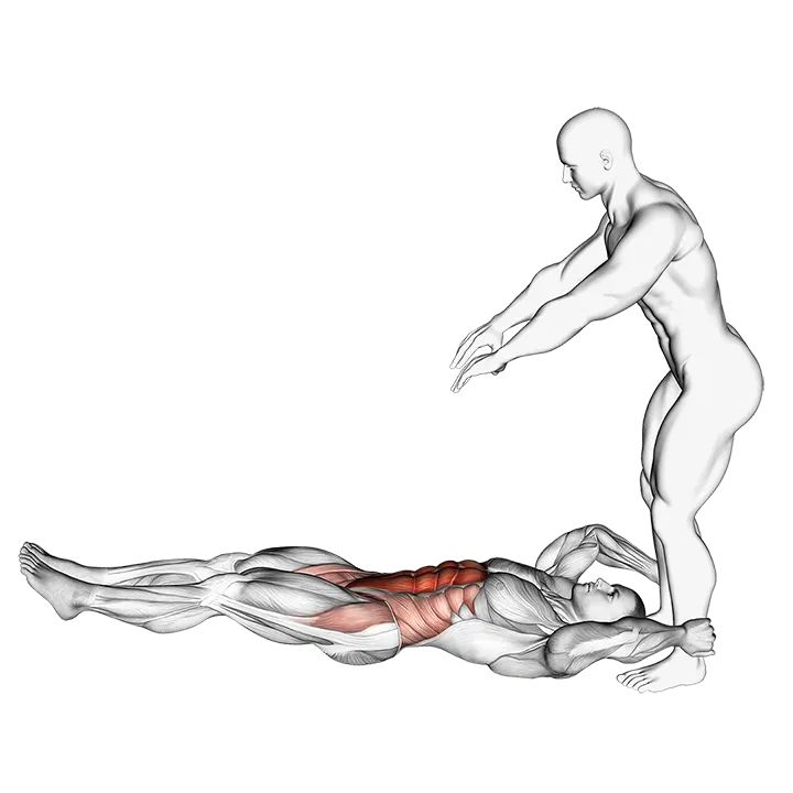 Assisted Lying Leg Raise With Throw Down exercise animation (Male)