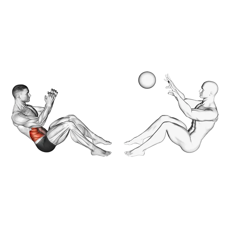 Assisted Motion Russian Twist exercise animation (Male)