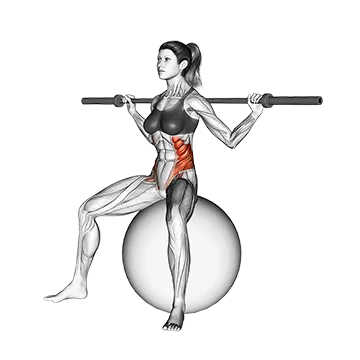 Barbell Seated Twist (on stability ball)