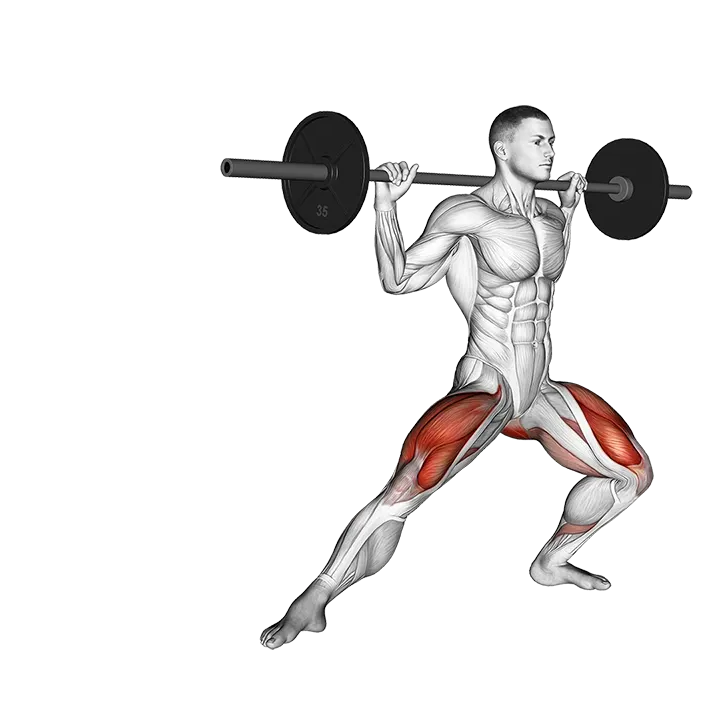 Barbell Side Split Squat exercise animation (Male)