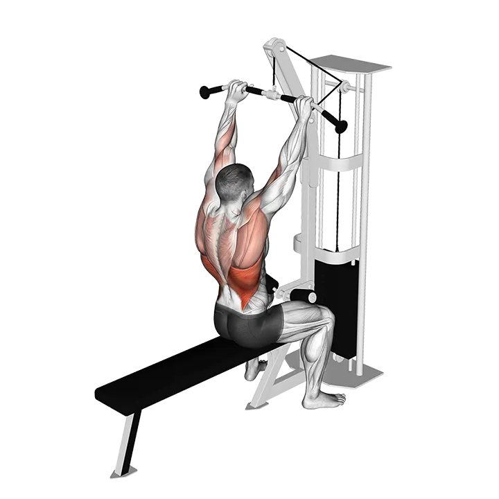 Cable Bar Lateral Pulldown exercise animation (Male)