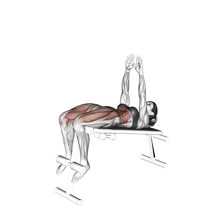 Decline Sit-up (arms straight) exercise animation (Female)