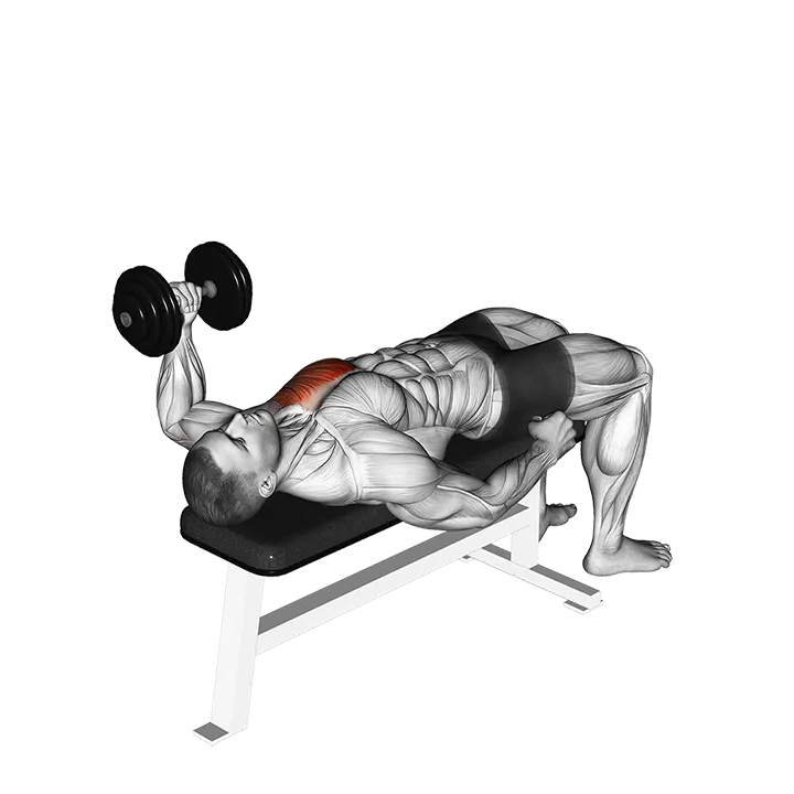 Dumbbell Lying One Arm Press (version 2) exercise animation (Male)