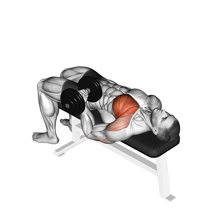 Dumbbell Lying One Arm Press exercise animation (Hombre)