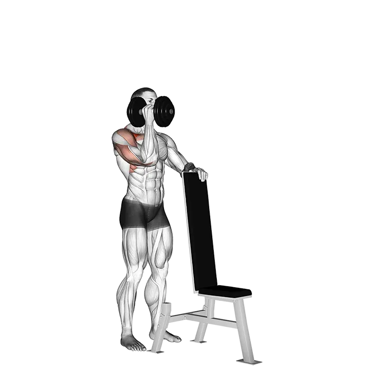 Dumbbell Standing One Arm Palm In Press exercise animation (Male)