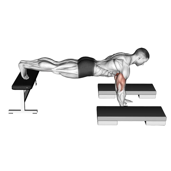 Incline Push Up Depth Jump exercise animation (Male)