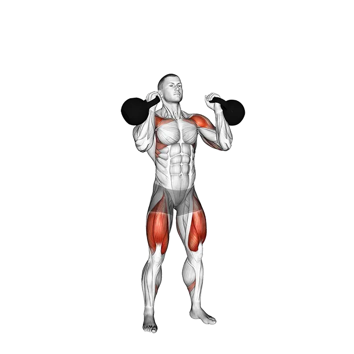 Kettlebell Double Push Press exercise animation (Male)