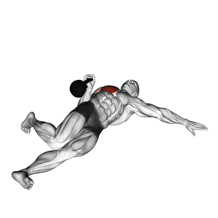 Kettlebell Extended Range One Arm Press on Floor exercise animation (Male)
