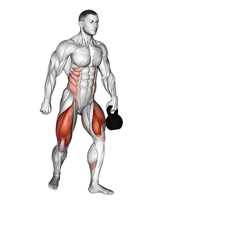 Kettlebell Lunge Pass Through exercise animation (Male)