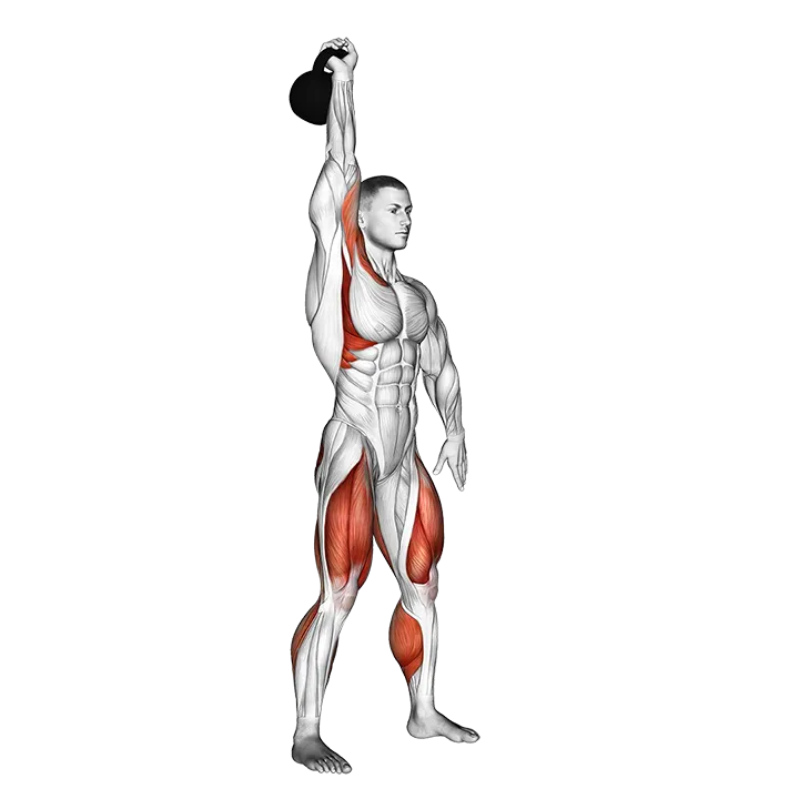 Kettlebell One Arm Jerk exercise animation (Male)