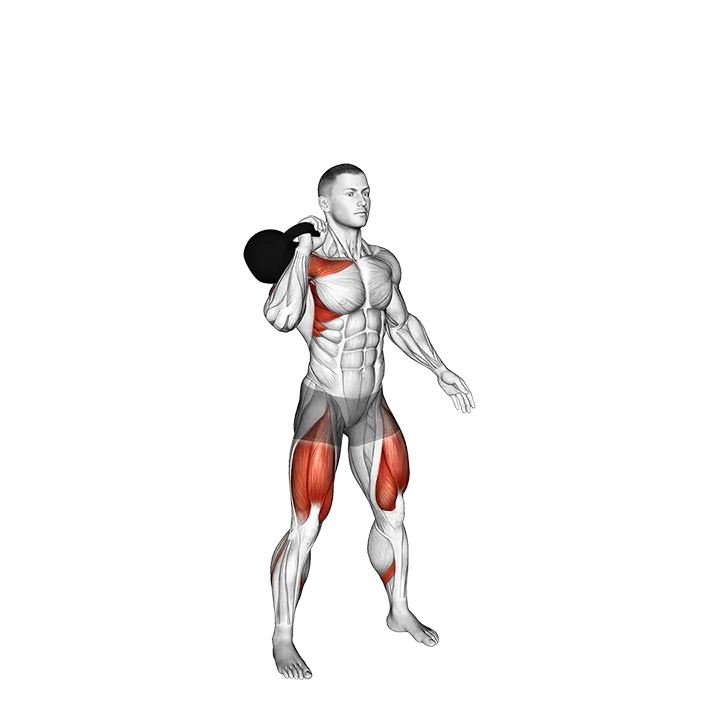 Kettlebell One Arm Push Press exercise animation (Male)