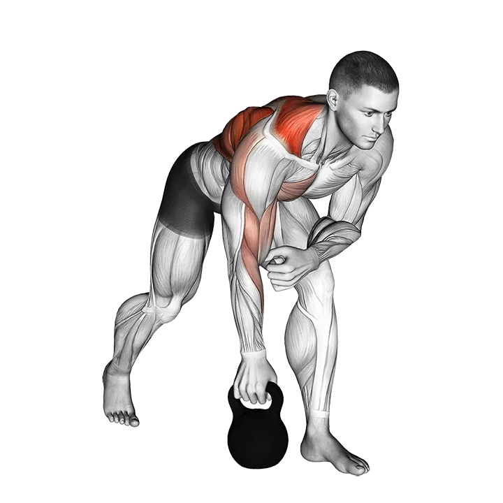 Kettlebell One Arm Row exercise animation (Male)