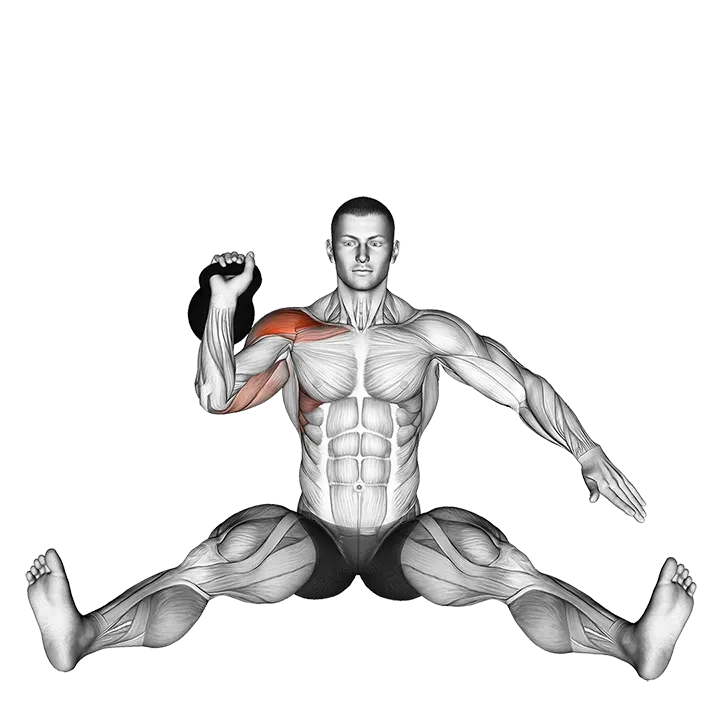 Kettlebell Seated Press exercise animation (Male)