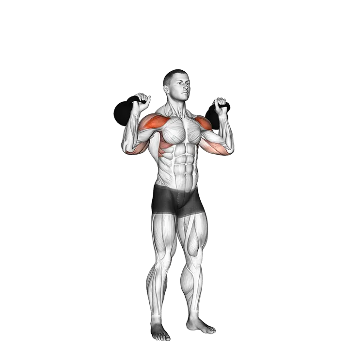 Kettlebell Two Arm Military Press exercise animation (Male)