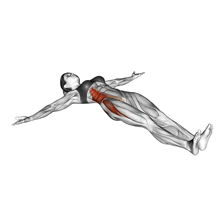 Lying Crossover Stretch exercise animation (Female)