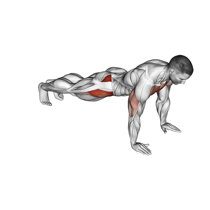 Push-Up Inside Leg Kick exercise animation (Male)