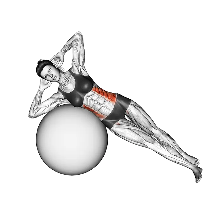 Side Bend (on stability ball) exercise animation (Female)