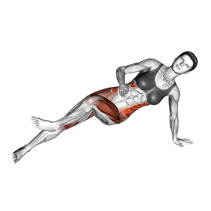Side Bridge (bent knee) exercise animation (Female)