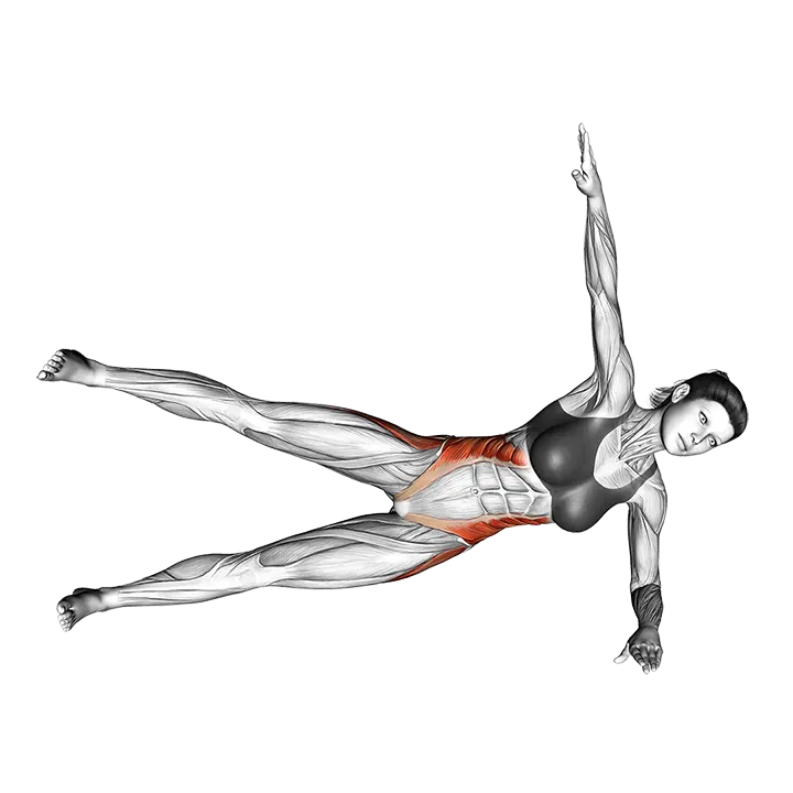 Side Bridge Hip Abduction (star) exercise animation (Female)