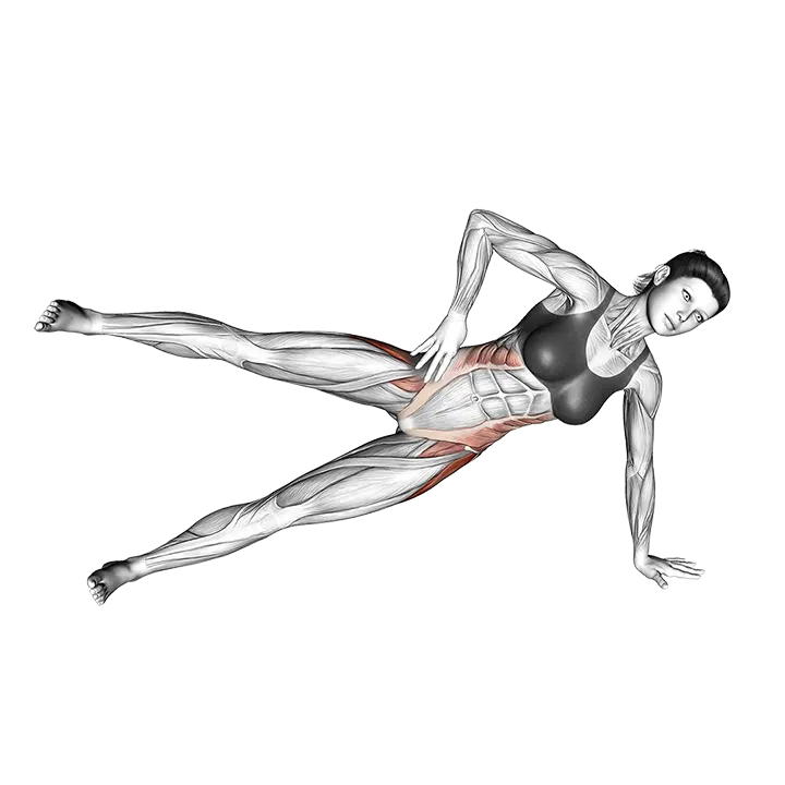 Side Bridge Hip Abduction exercise animation (Female)