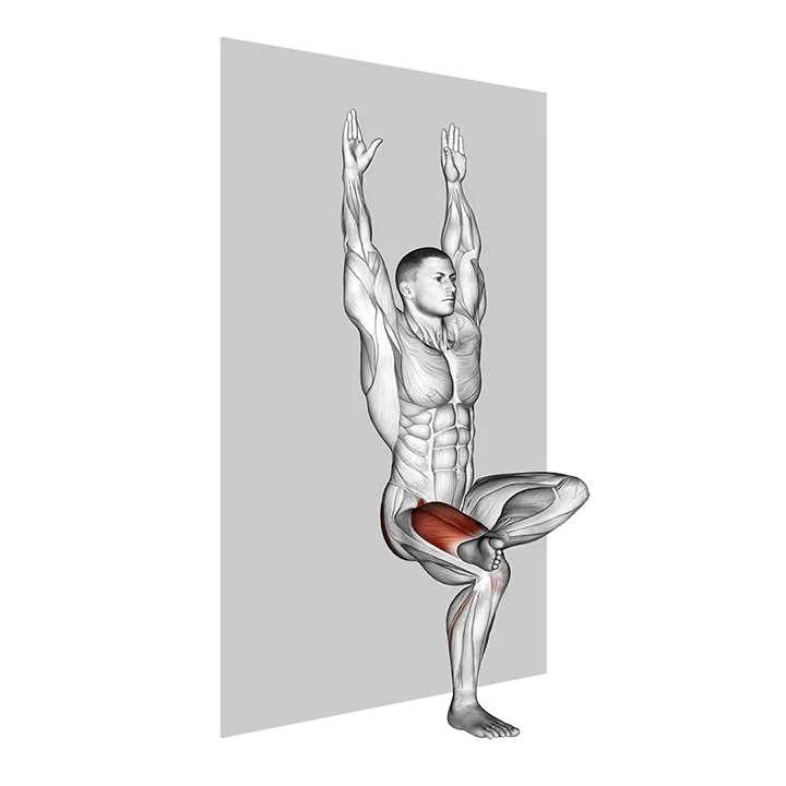 Single Leg Sit (wall) exercise animation (Male)