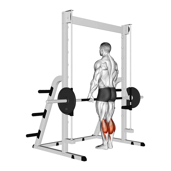 Smith Standing Leg Calf Raise exercise animation (Hombre)