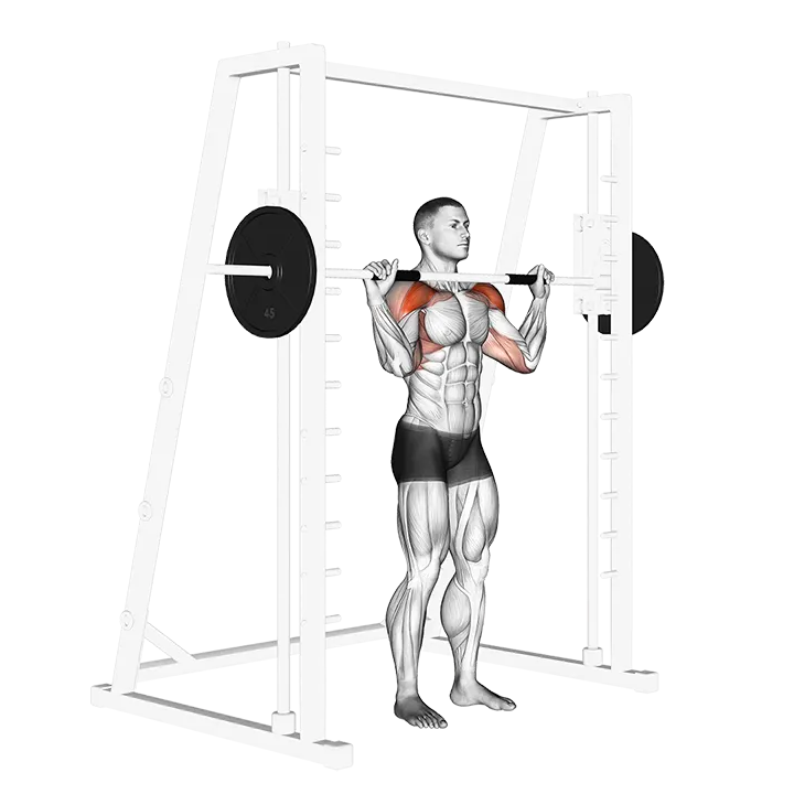 Smith Standing Military Press exercise animation (Male)