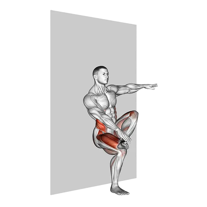 Toe Touch Sit (wall) exercise animation (Male)