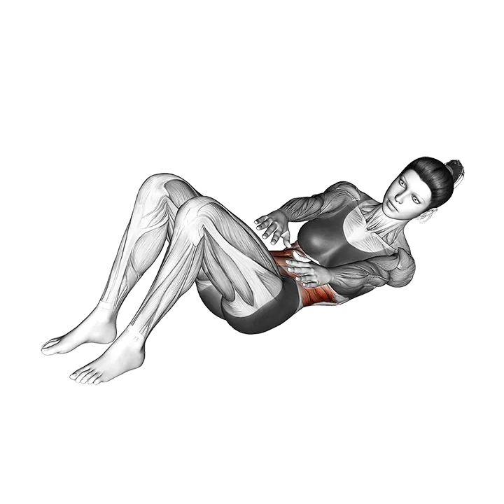 Twisting Crunch (arms straight) exercise animation (Female)