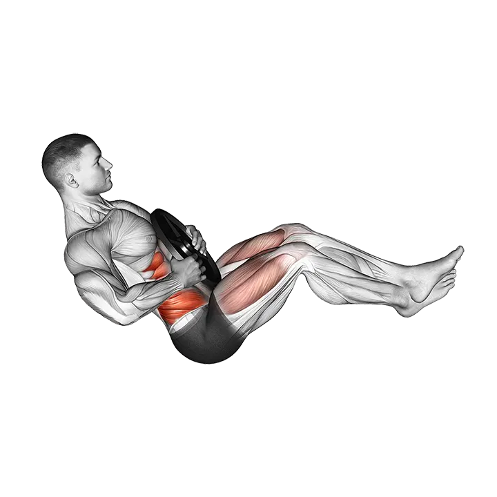 Weighted Russian Twist (legs up) exercise animation (Male)
