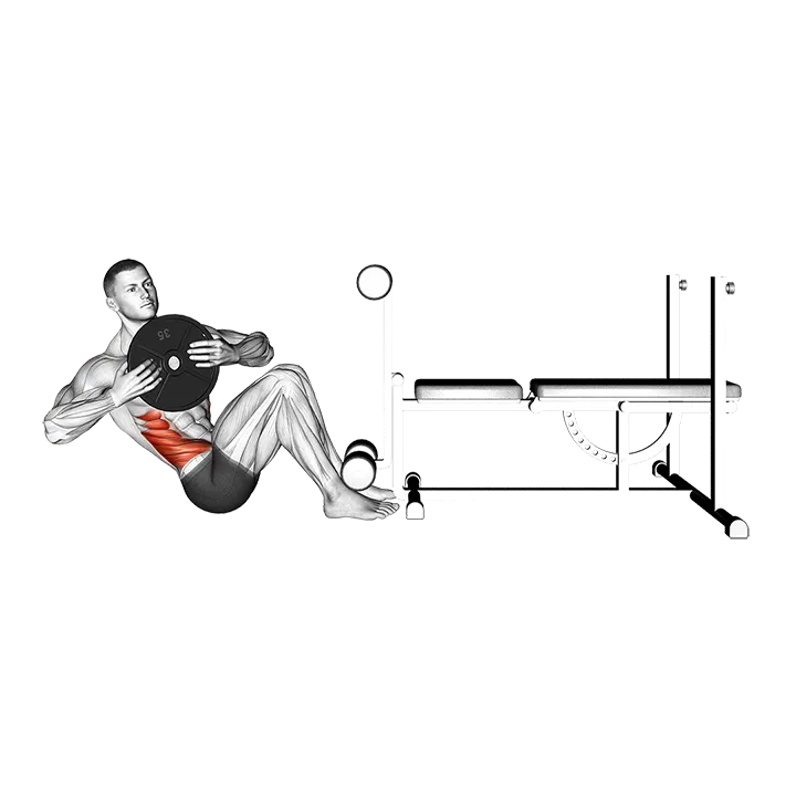 Weighted Russian Twist exercise animation (Hombre)