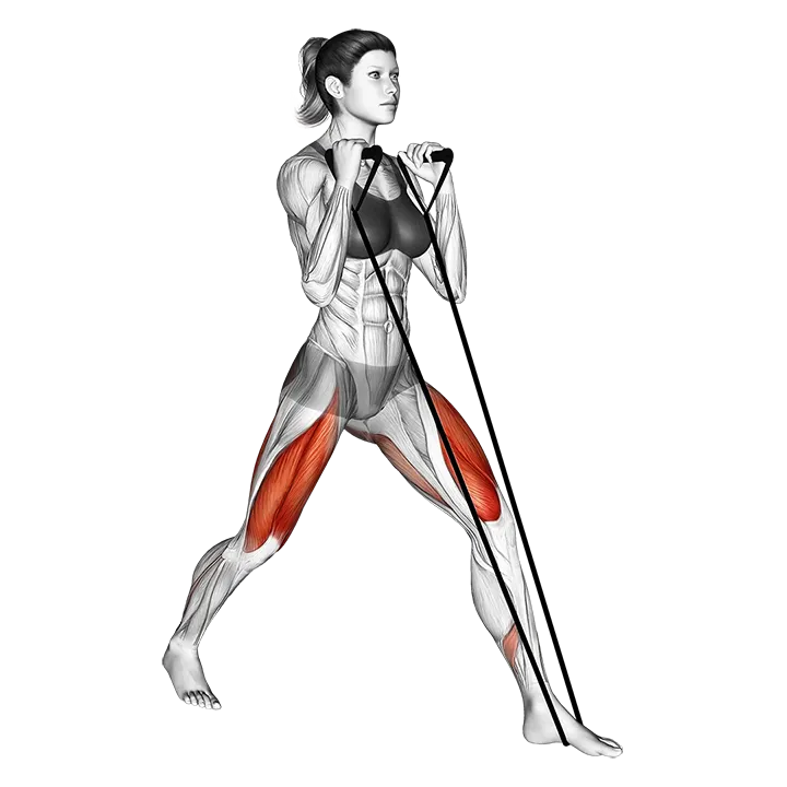 Band Lunges exercise animation (Female)