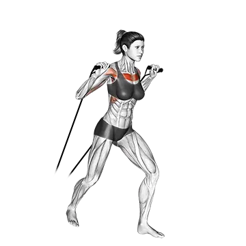 Band standing incline chest press