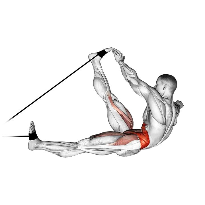 Band alternating v-up exercise animation (Male)