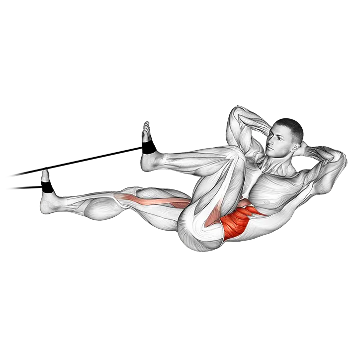 Band bicycle crunch exercise animation (Male)