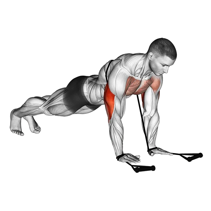 Band close-grip push-up exercise animation (Male)