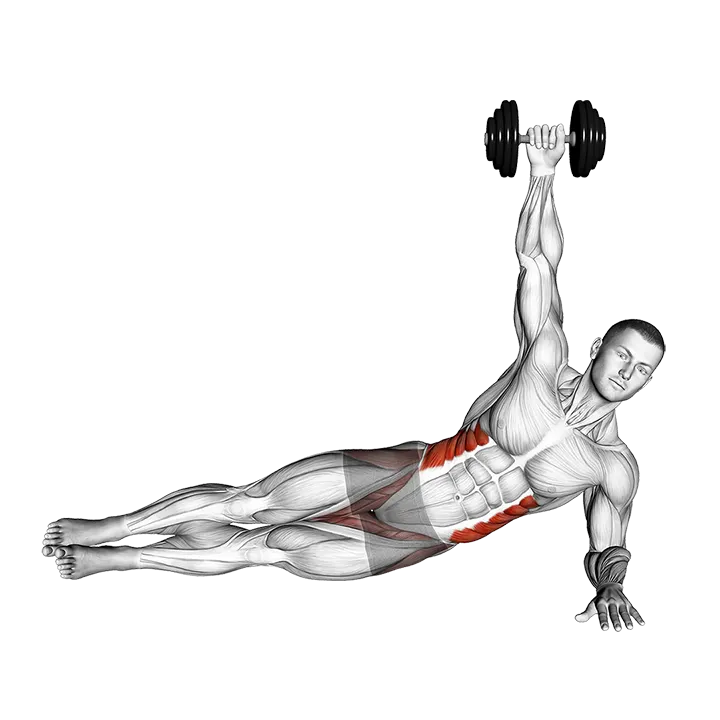Dumbbell Side Plank (VERSION 2) exercise animation (Male)