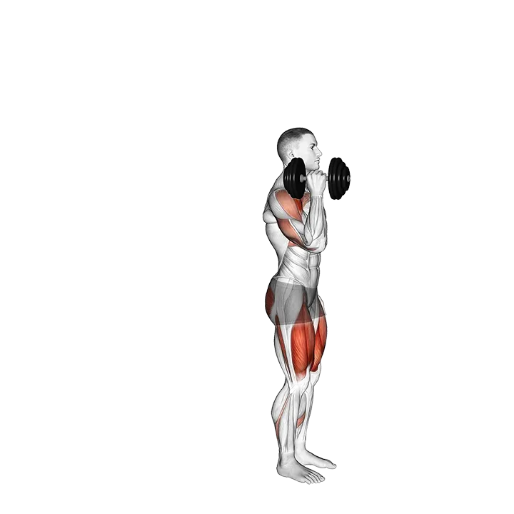 Dumbbell Rear Lunge to Single Arm Shoulders Press exercise animation (Male)