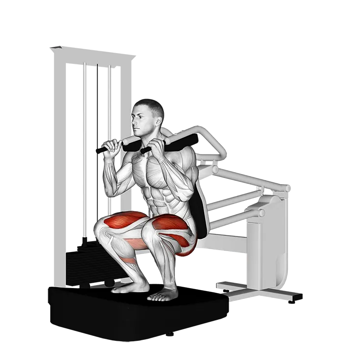 Lever Full Squat exercise animation (Male)