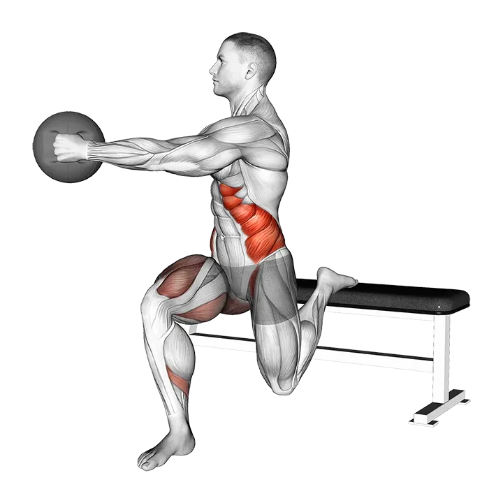 Medicine Ball Split Stance Torso Twist exercise animation (Male)