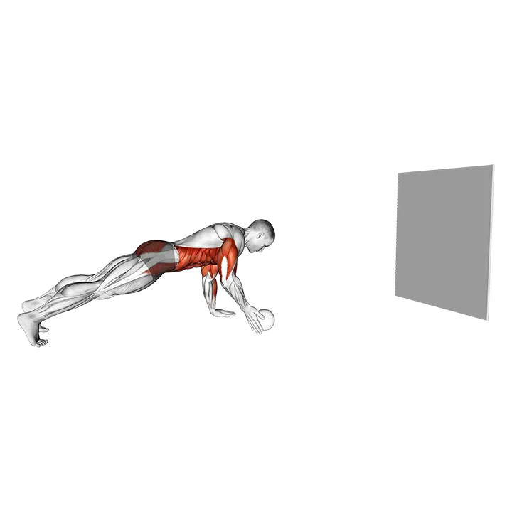 Plank Alternating Hit the Ball exercise animation (Hombre)