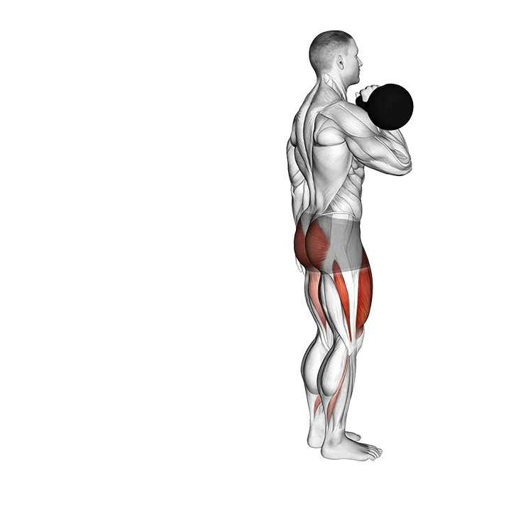 Kettlebell Ipsilateral Reverse Lunge High Knee exercise animation (Male)