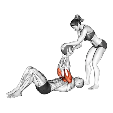 Medicine Ball Lying Floor Close Press Catch