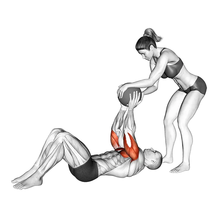 Medicine Ball Lying Floor Close Press Catch exercise animation (Male)