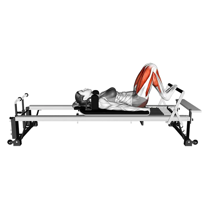 Pilates Machine Lying Knee Extension on Toes exercise animation (Female)