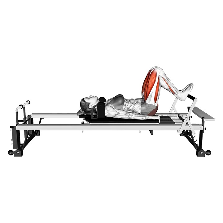 Pilates Machine Lying Knee Extension exercise animation (Female)