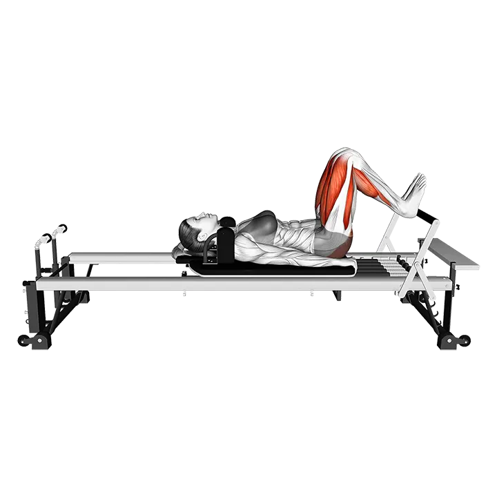Pilates Machine Lying Knee Extension on Heels exercise animation (Female)