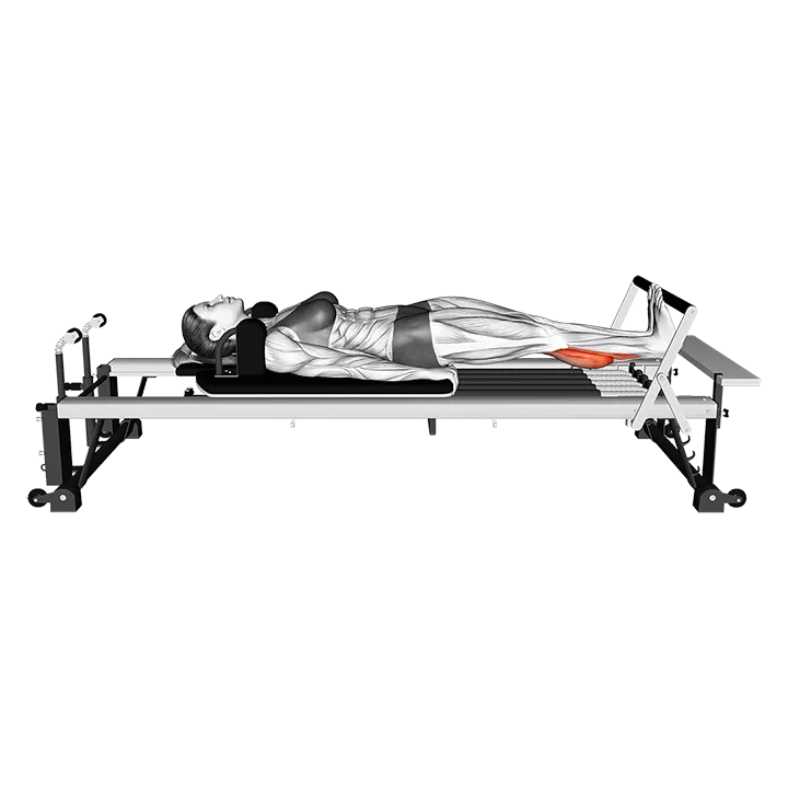 Pilates Machine Lying Calf Raise exercise animation (Female)