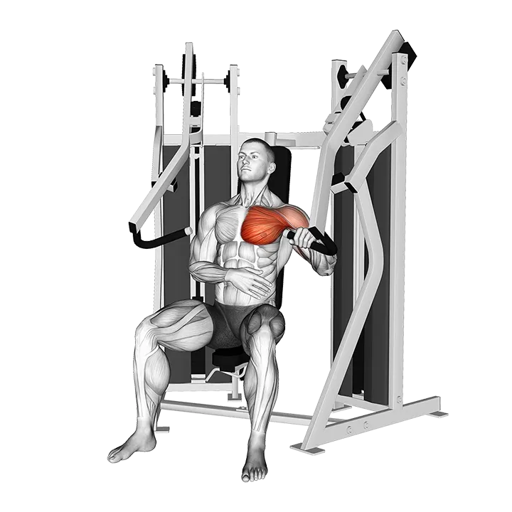 Lever Stack Seated Incline Single Arm Chest Press exercise animation (Male)